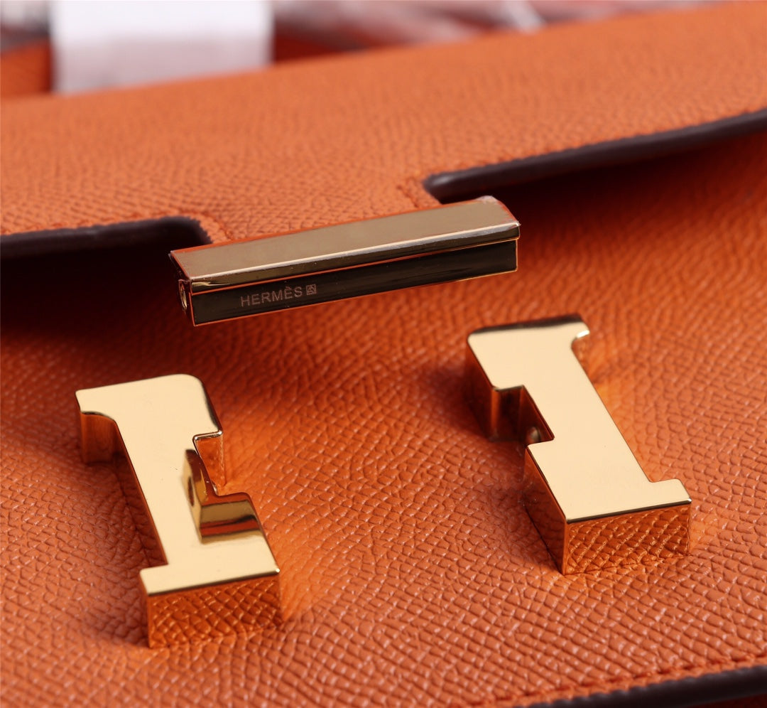 HM CONSTANCE BAGS 18 ORANGE EPSOM GOLD HARDWARE