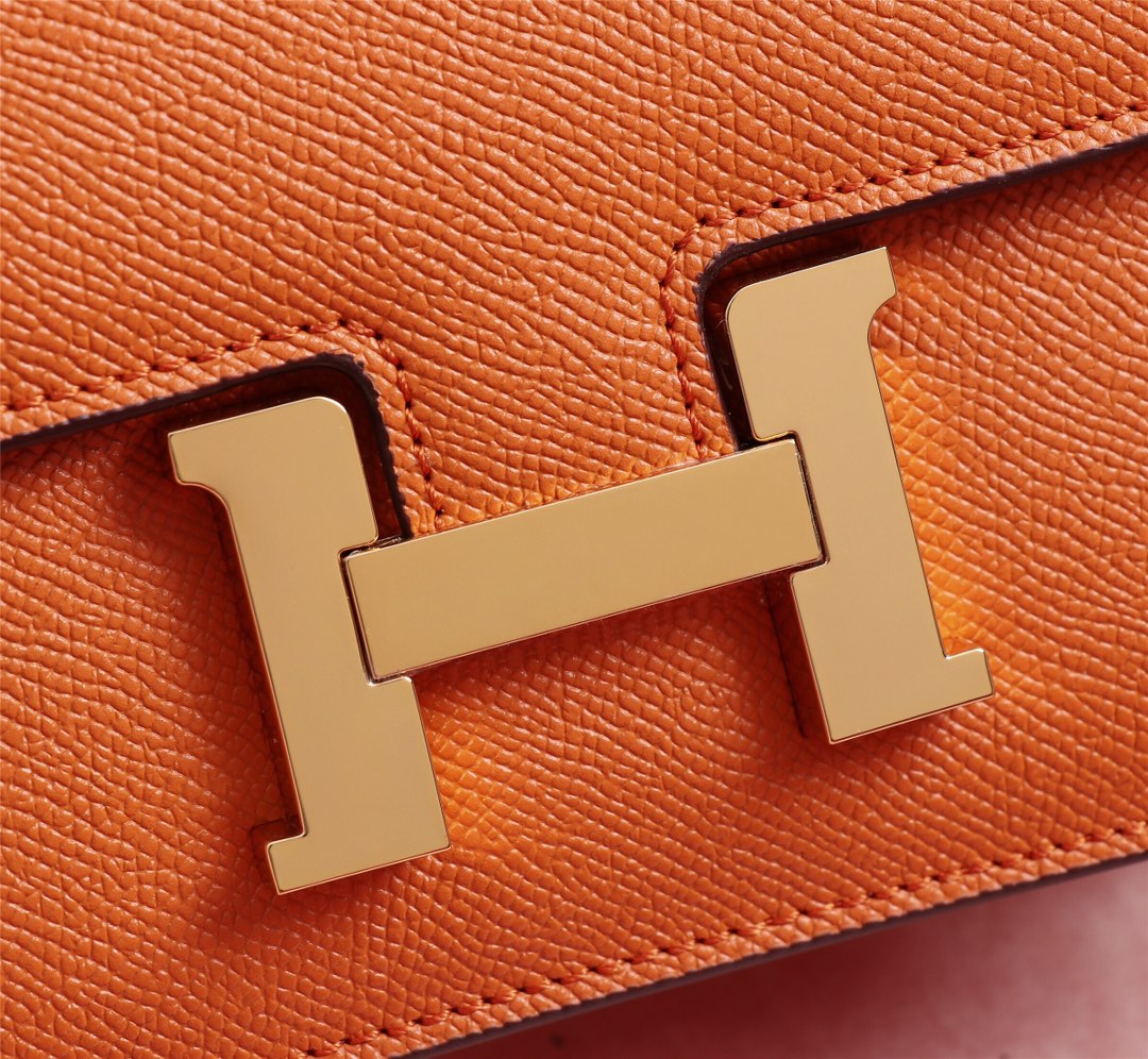 HM CONSTANCE BAGS 18 ORANGE EPSOM GOLD HARDWARE