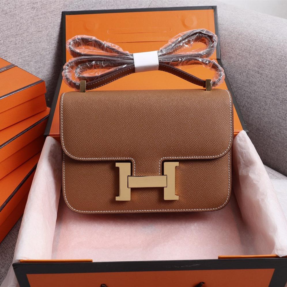 HM CONSTANCE BAGS 22 RUSSET EPSOM GOLD HARDWARE