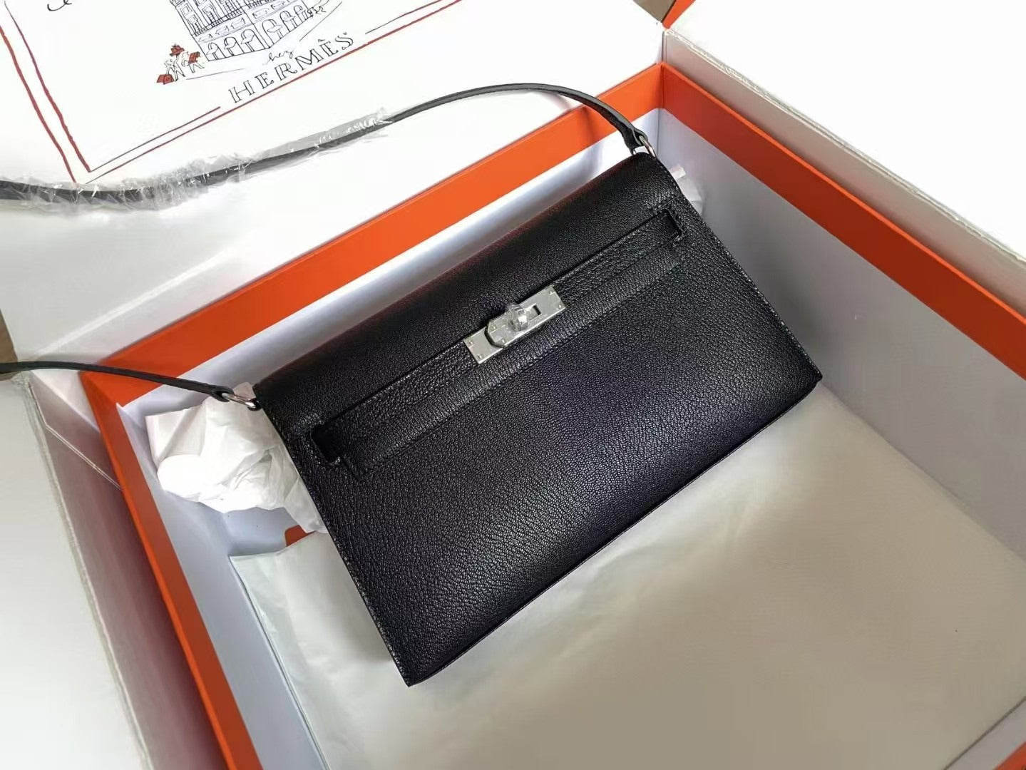 Hm Kelly Pochette To Go 27 Black Epsom Leather