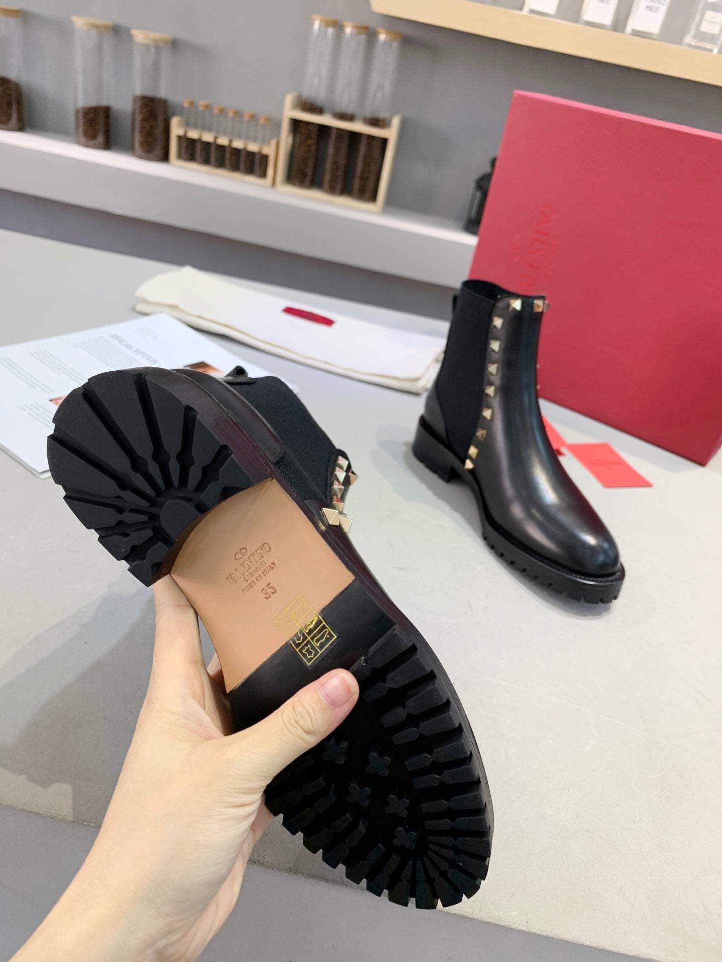 Valentino Women Rockstud Chelsea Boots Black Calfskin 875611