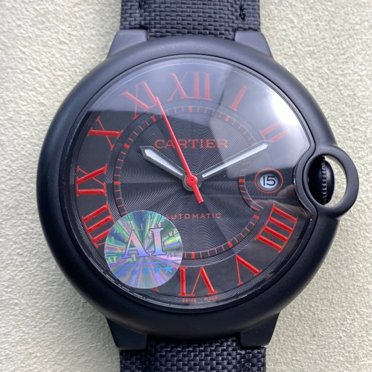 Cartier Balloon 42mm Black Red Automatic