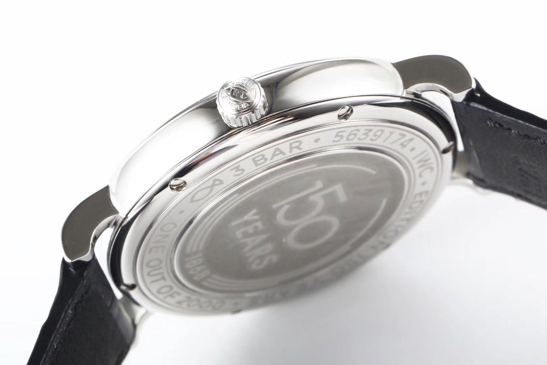 IWC Portofino 40mm White Dial Blue Numerals Black Leather