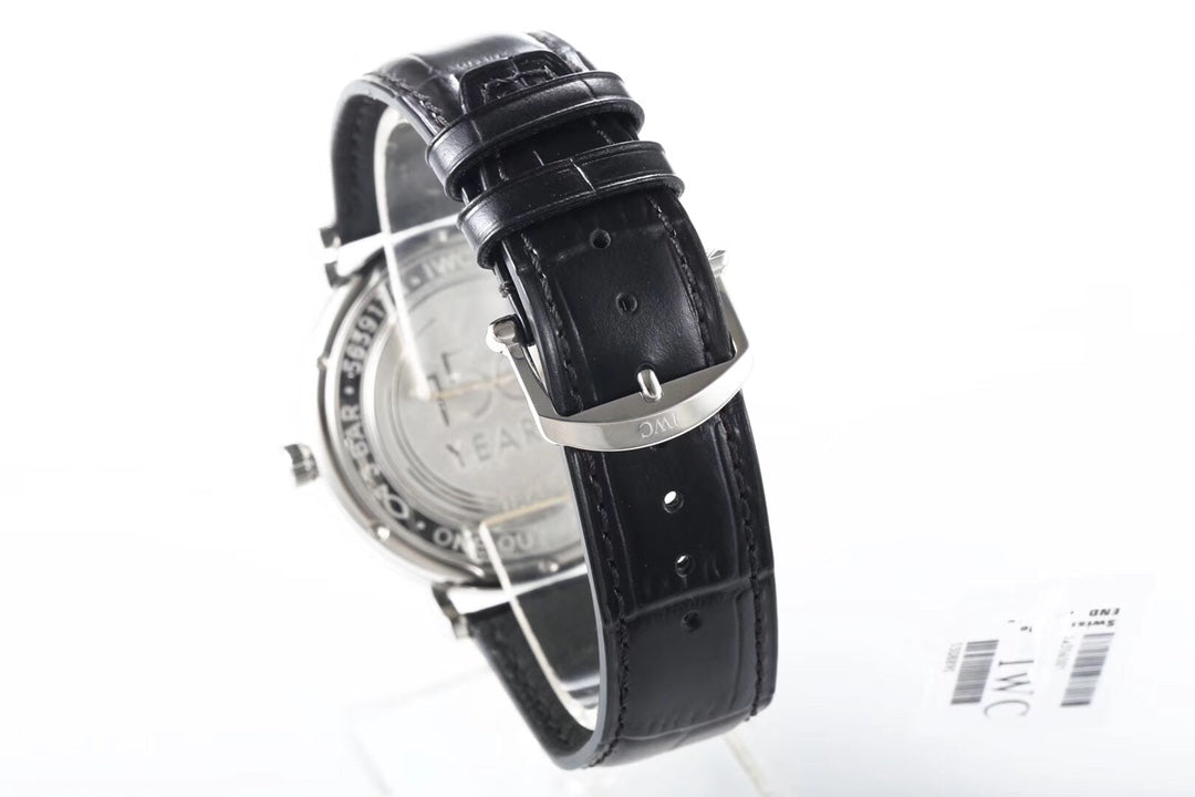 IWC Portofino 40mm Navy Blue Dial Steel Case Black Leather