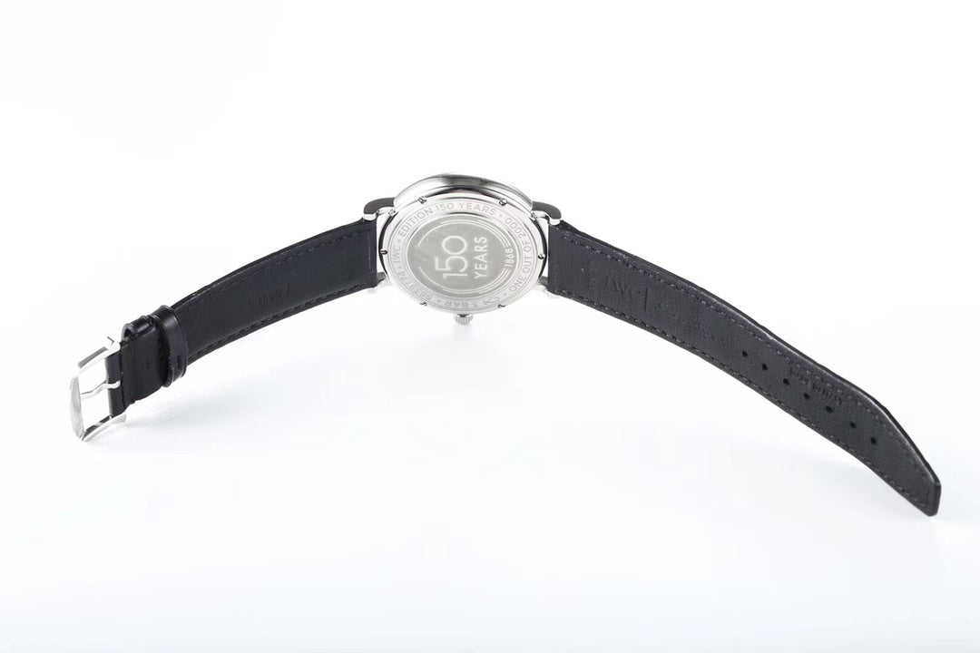IWC Portofino 40mm Navy Blue Dial Steel Case Black Leather