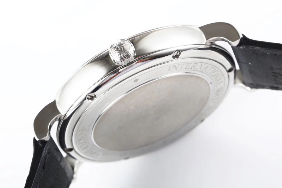 IWC Portofino 40mm Black Dial Steel Case Black Leather Strap