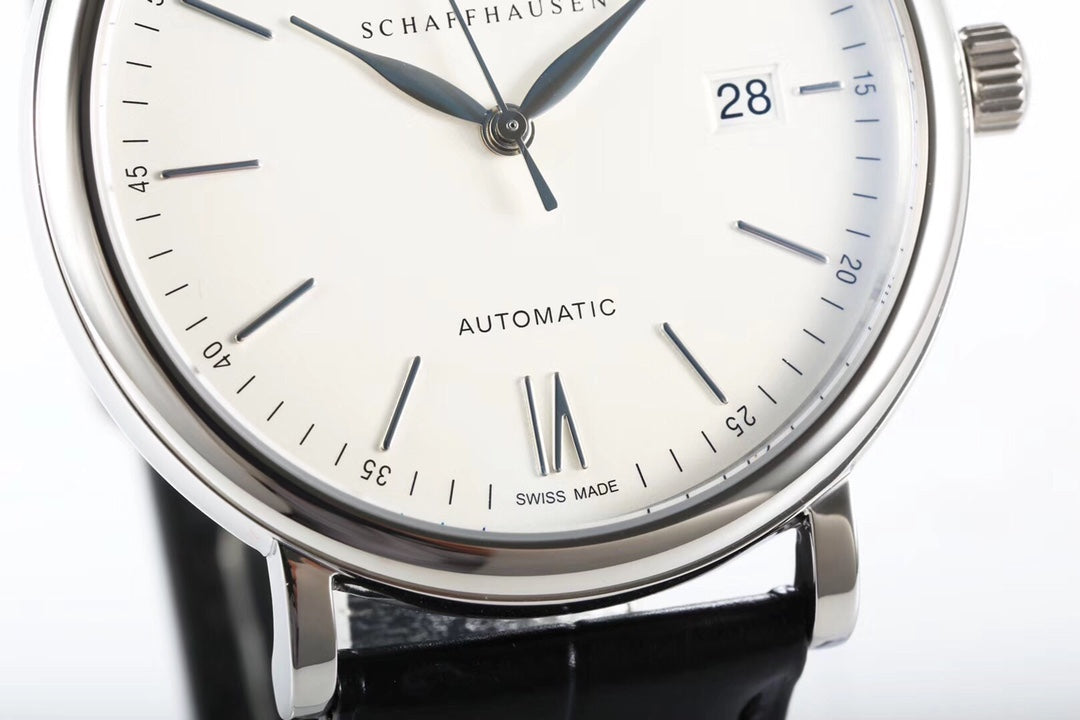 IWC Portofino 40mm Cream Dial Steel Case Black Leather Strap