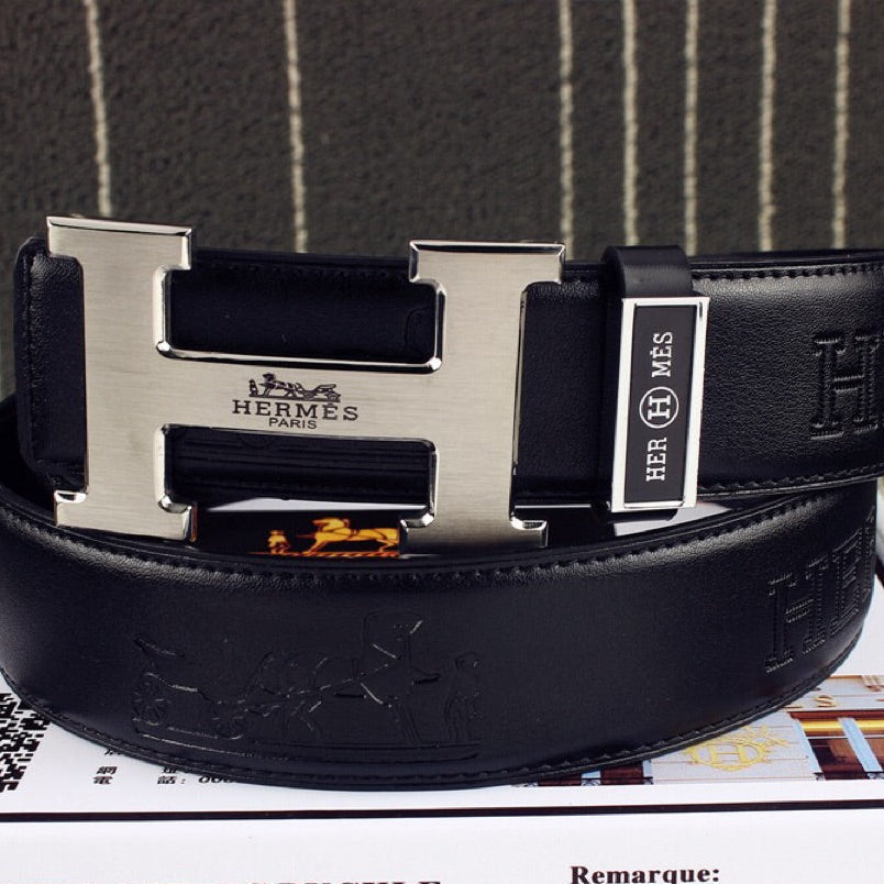 HM Original Belt 38mm Black Cowhide Sliver Buckle 620272