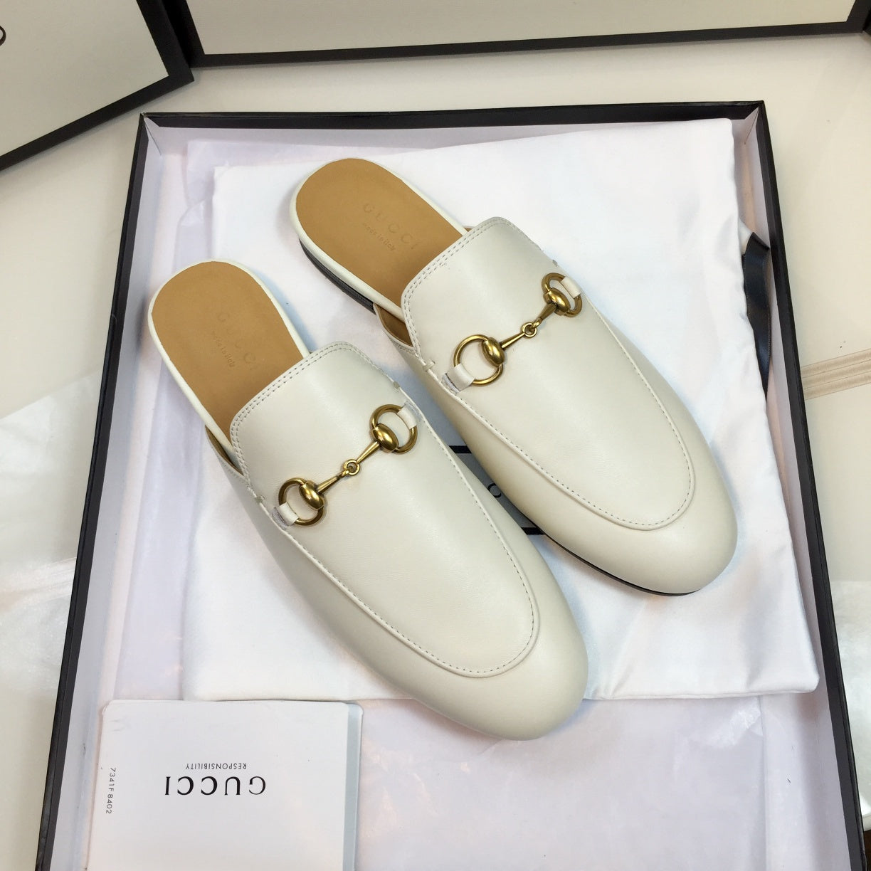 GG SLIPPER PRINCETOWN WHITE CALFSKIN