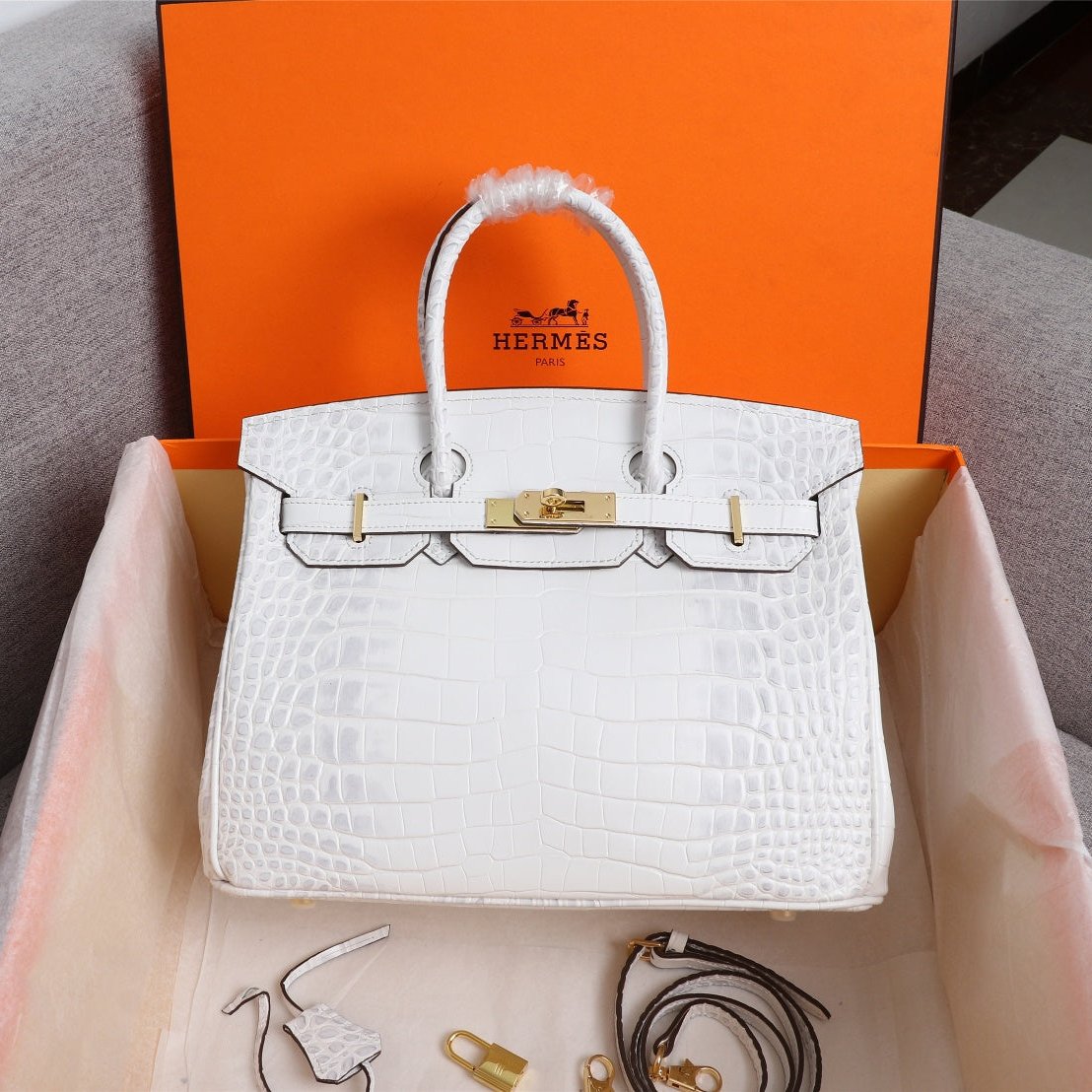 HM BIRKIN BAG 25 CROCODILE EMBOSSED CALFSKIN