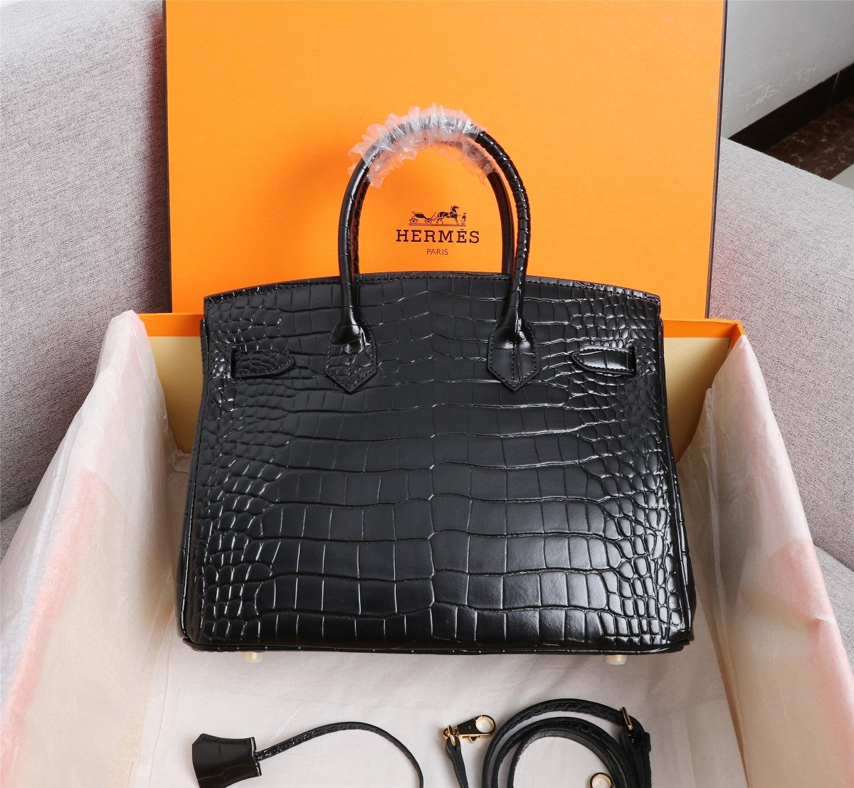 HM BIRKIN BAG 25 CROCODILE EMBOSSED CALFSKIN