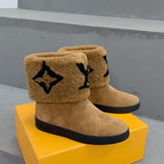 LV Snowdrop Flat Ankle Boot Brown Monogram Black Suede