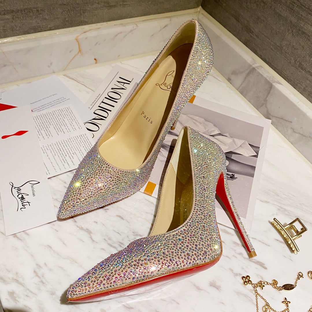 CL Kate Strass Degrade Pumps 100mm Suede Multicolor