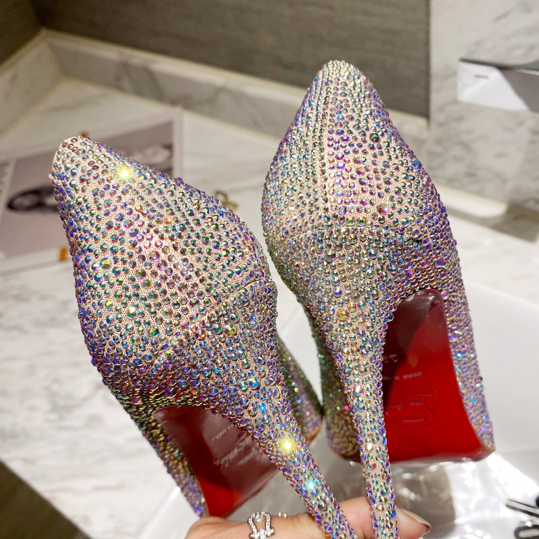 CL Kate Strass Degrade Pumps 100mm Suede Multicolor