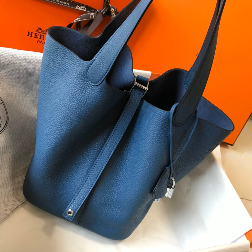 picotin lock togo leather silver hardware