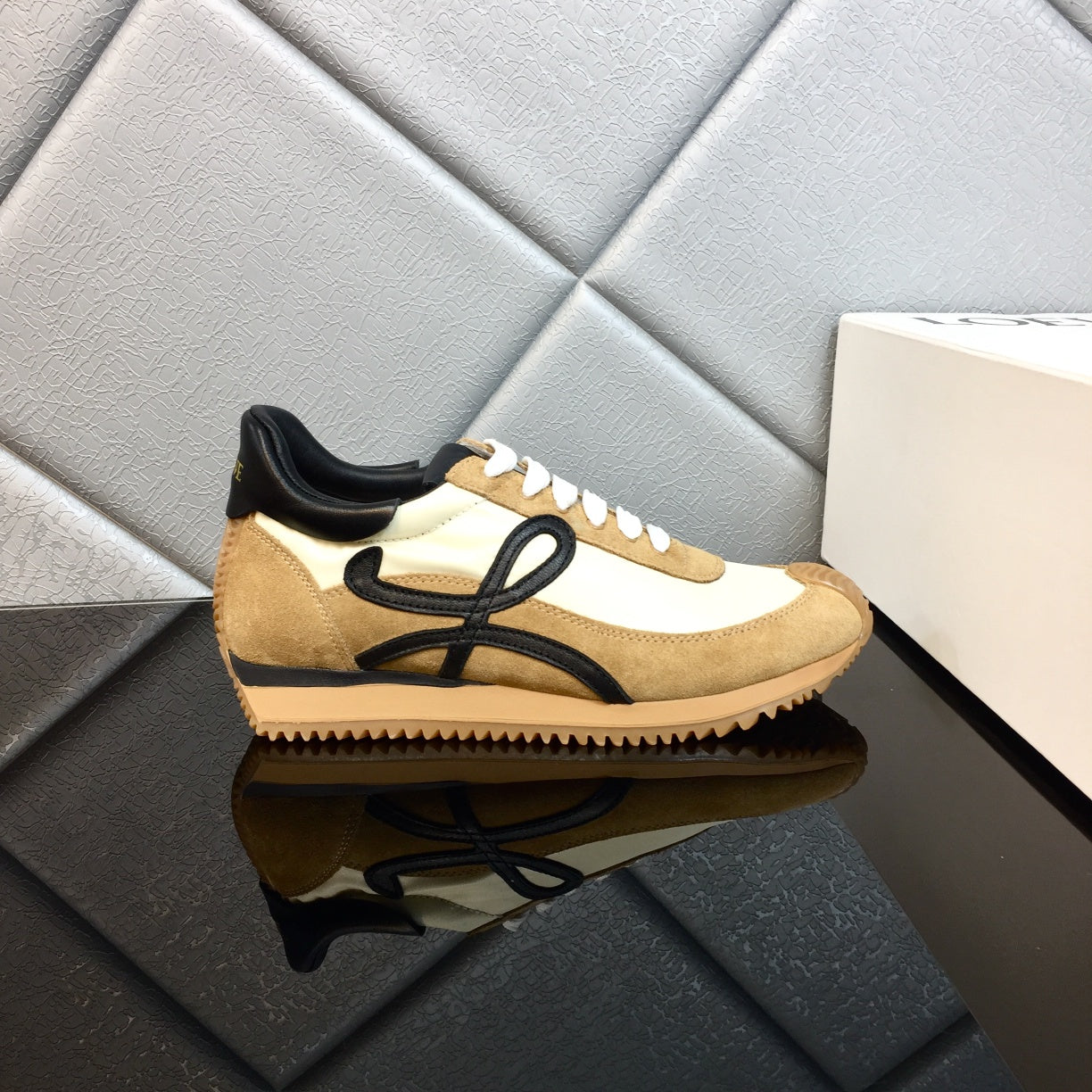 Loewe 2026 Flow Runner Sneaker Gold Black Nylon Suede 370920