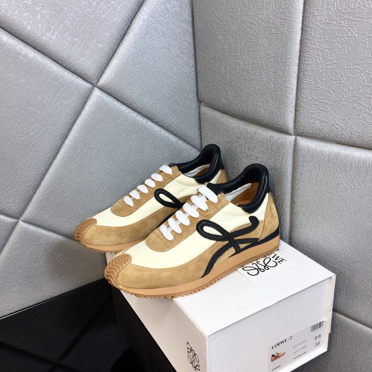 Loewe 2026 Flow Runner Sneaker Gold Black Nylon Suede 370920