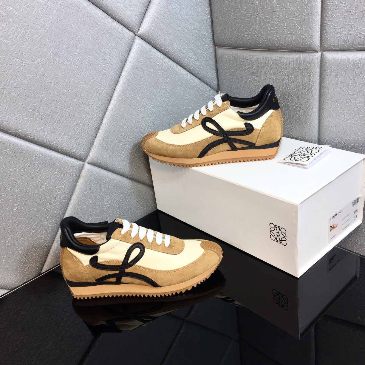 Loewe 2026 Flow Runner Sneaker Gold Black Nylon Suede 370920