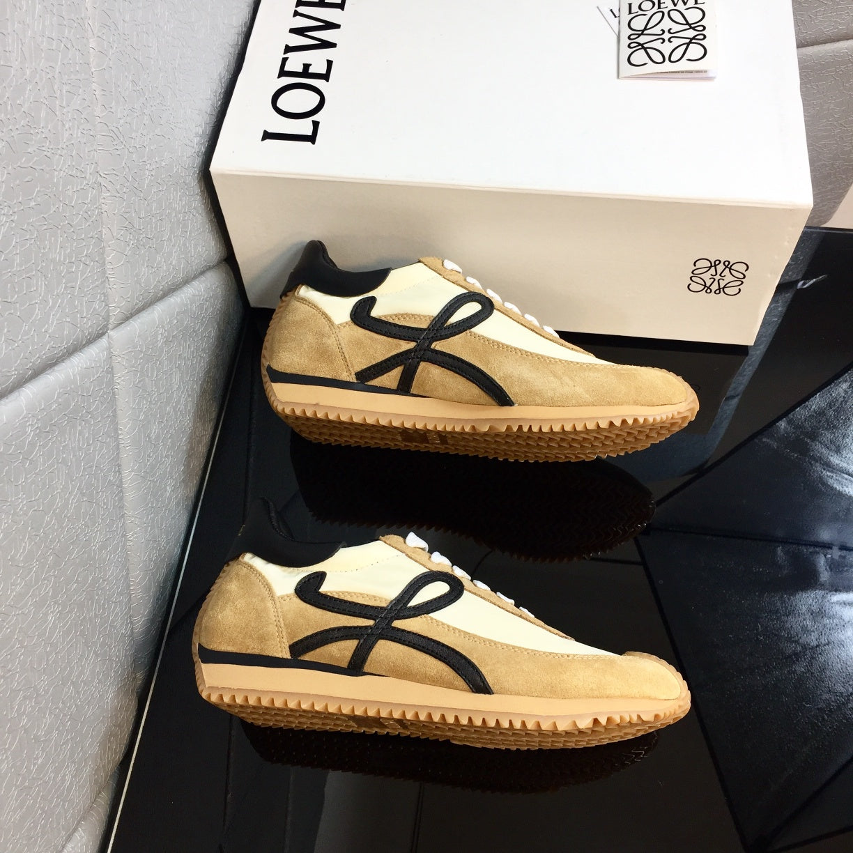Loewe 2026 Flow Runner Sneaker Gold Black Nylon Suede 370920