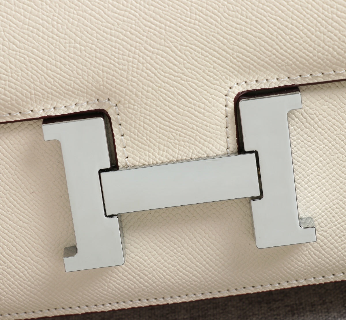HM CONSTANCE BAGS 18 CREAM EPSOM SILVER HARDWARE