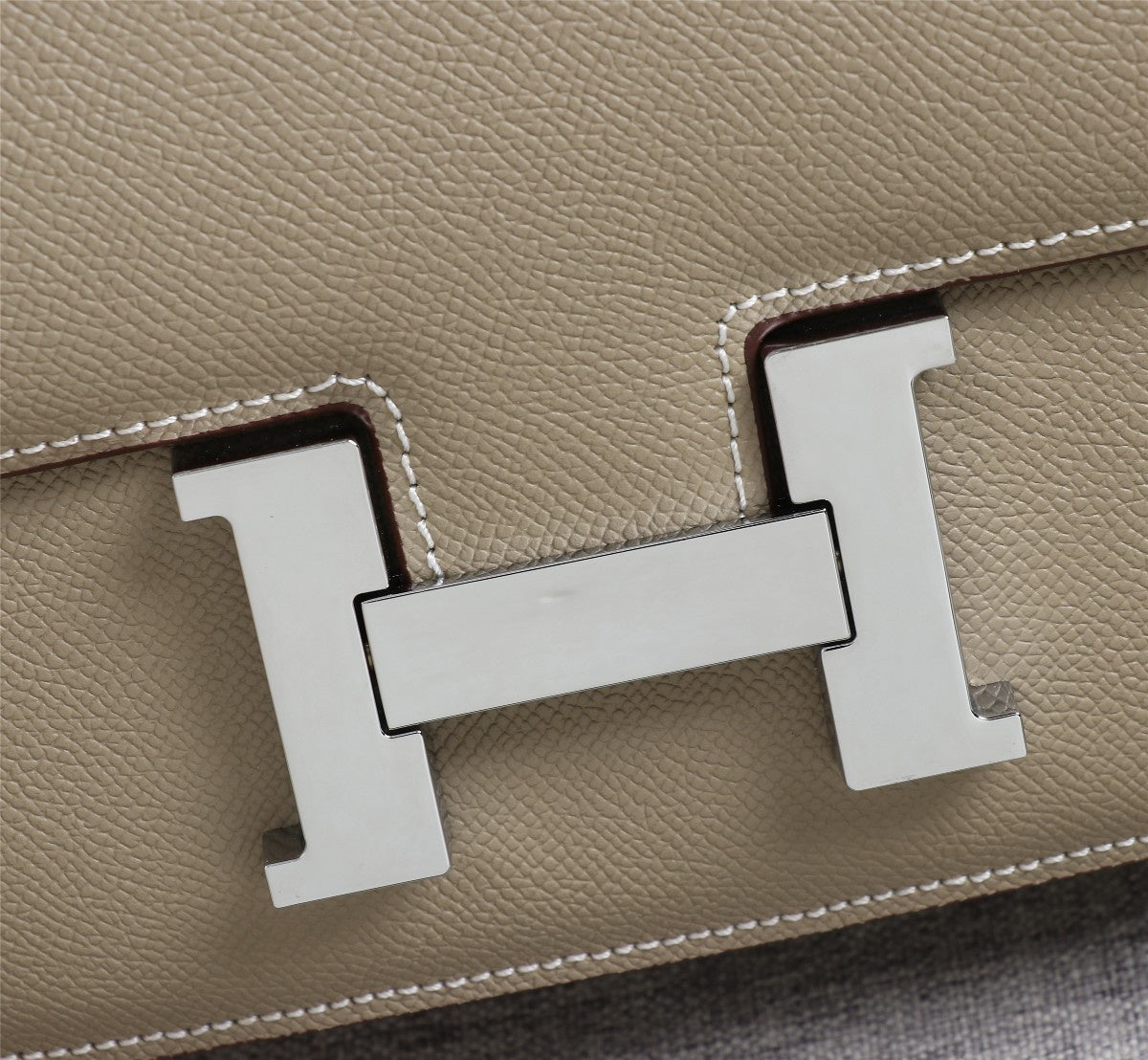 HM CONSTANCE BAGS 18 KHAKI EPSOM SILVER HARDWARE
