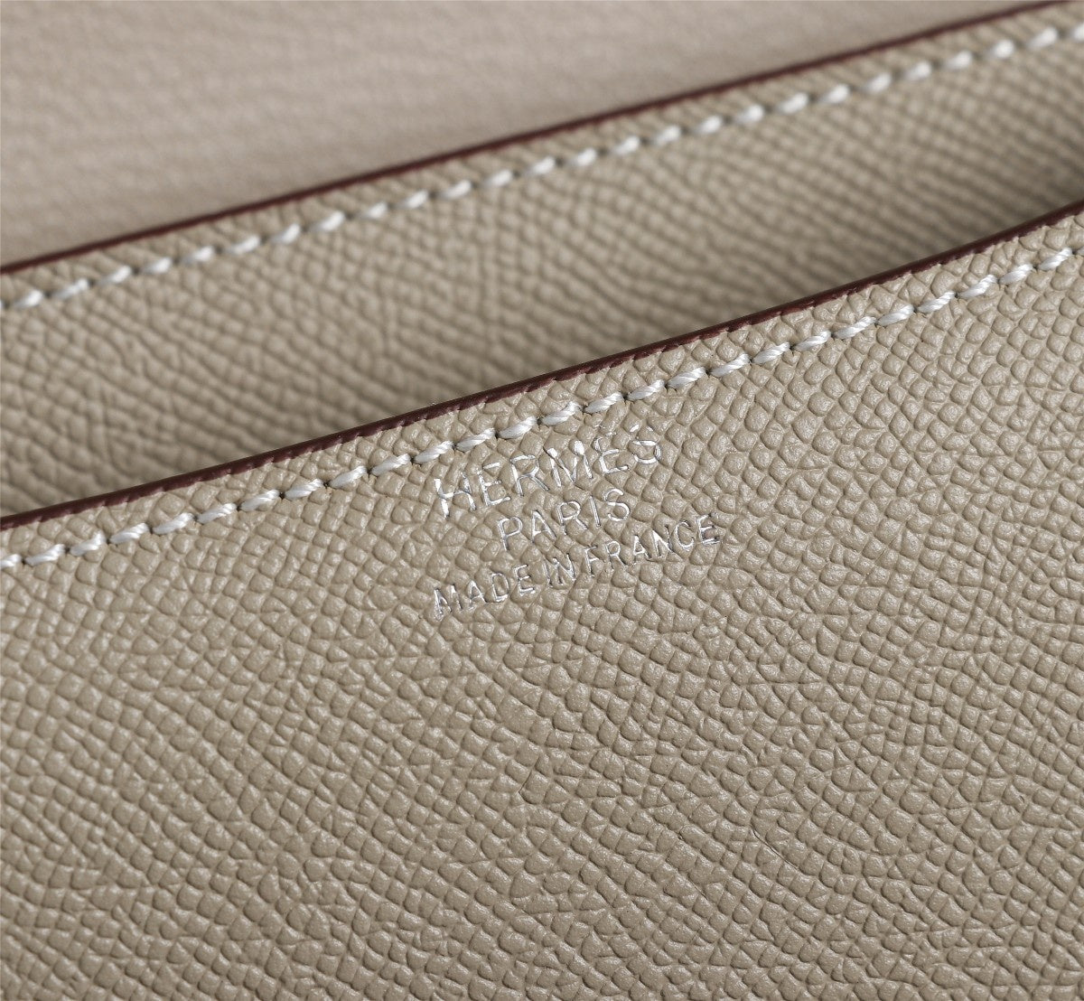 HM CONSTANCE BAGS 18 KHAKI EPSOM SILVER HARDWARE