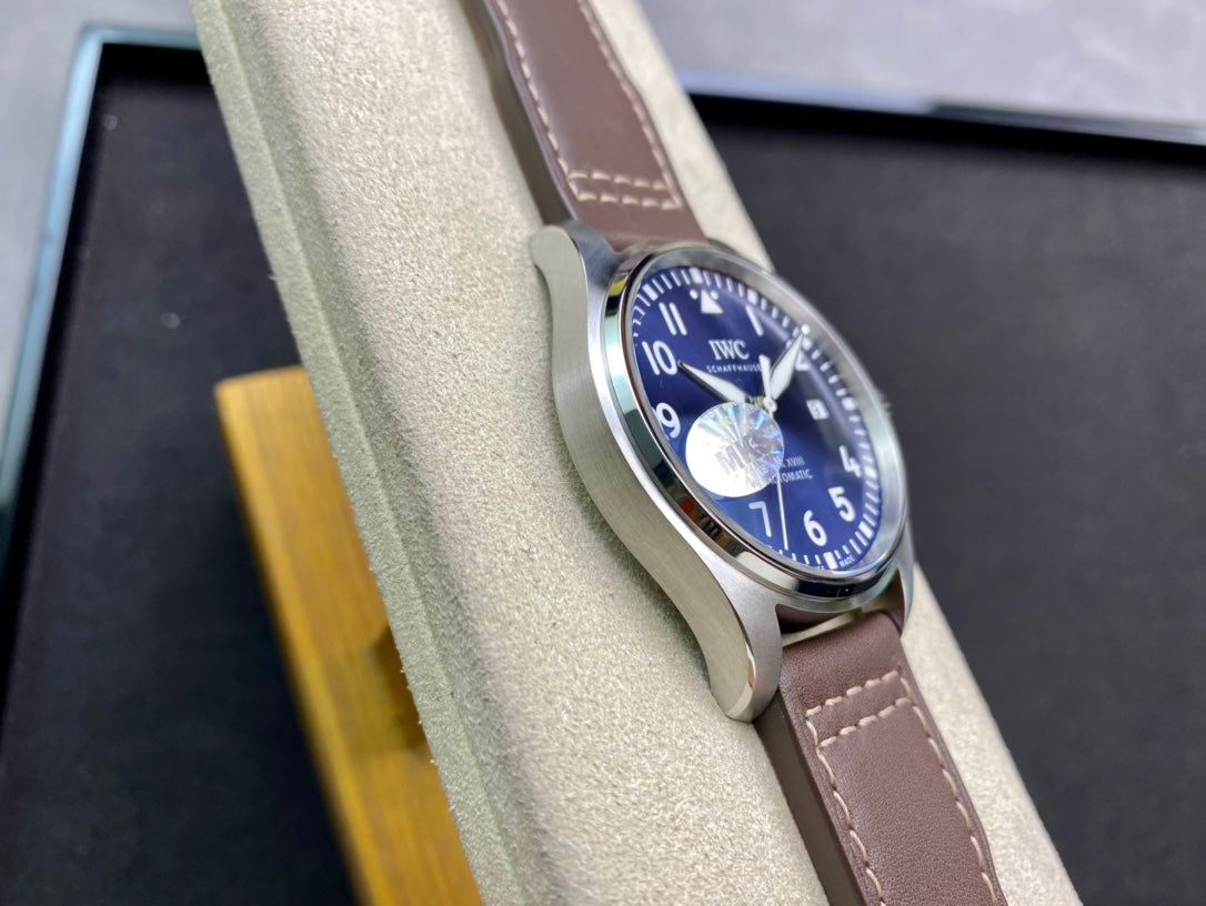 IWC Pilot 40mm Blue Dial Steel Case Brown Leather Strap