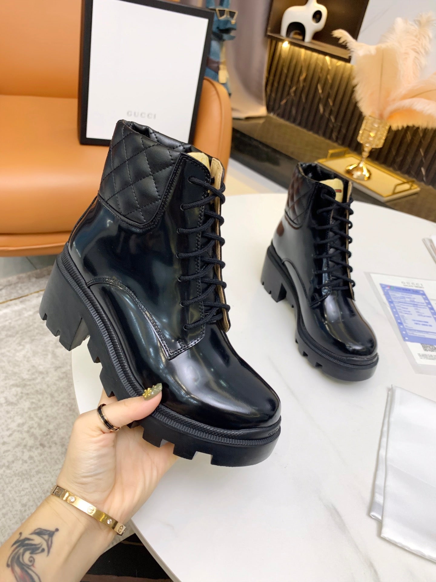 GG ankle boots black patent leather 397791