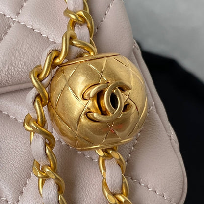 Classic Mini Flap Bag 17cm Pastel Pink Lambskin Gold Hardware