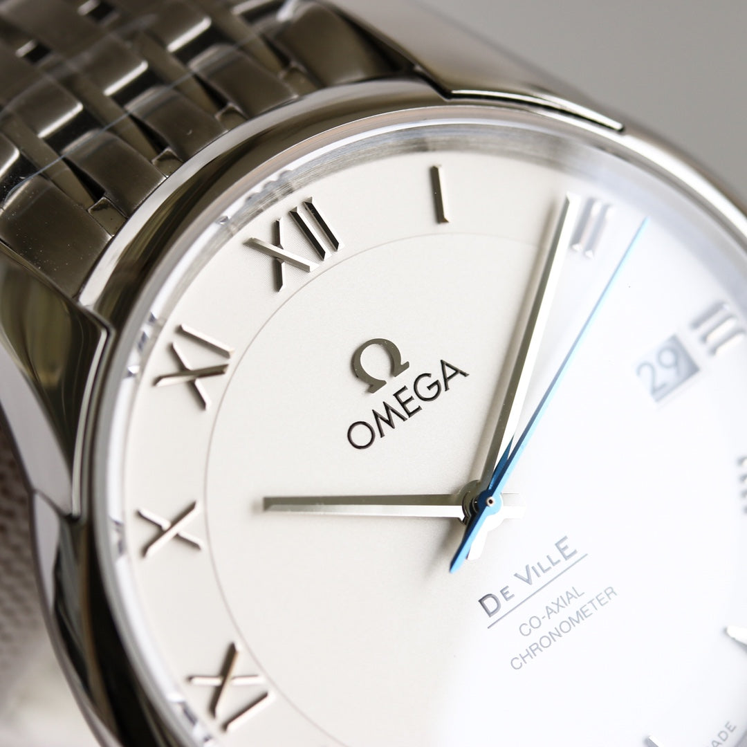 Omega De Ville Co-Axial Chronometer 41mm Watch White Dial Silver Strap