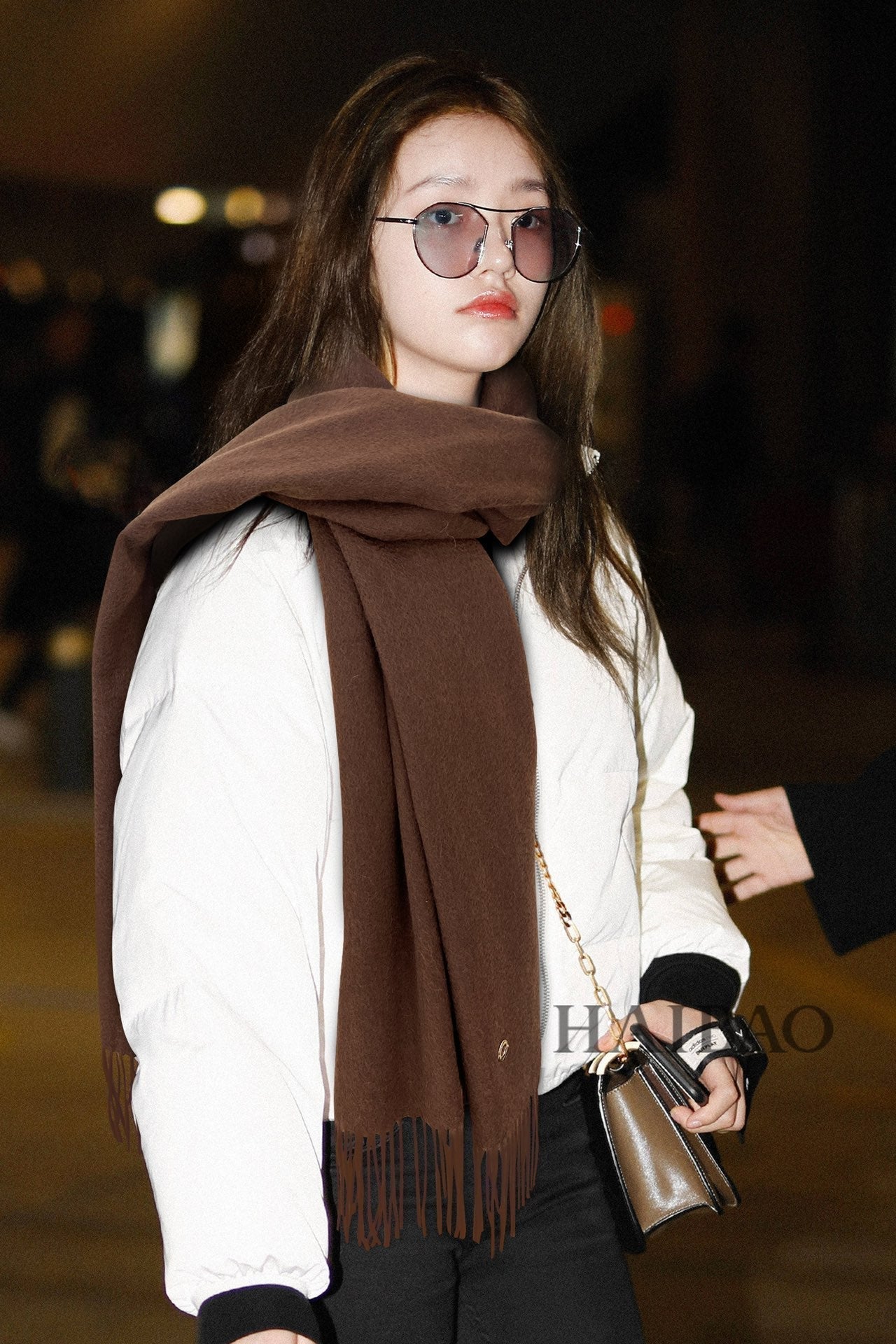 LP Grande Unita Scarf 200 CM In Cocoa Brown Cashmere  645521