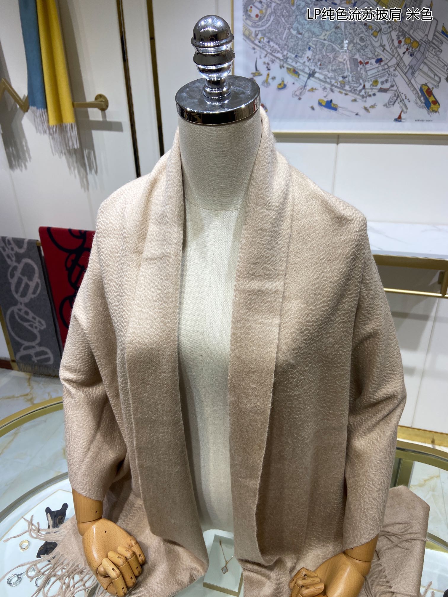 LP Grande Unita Scarf 200 CM In Light Beige Cashmere 645524