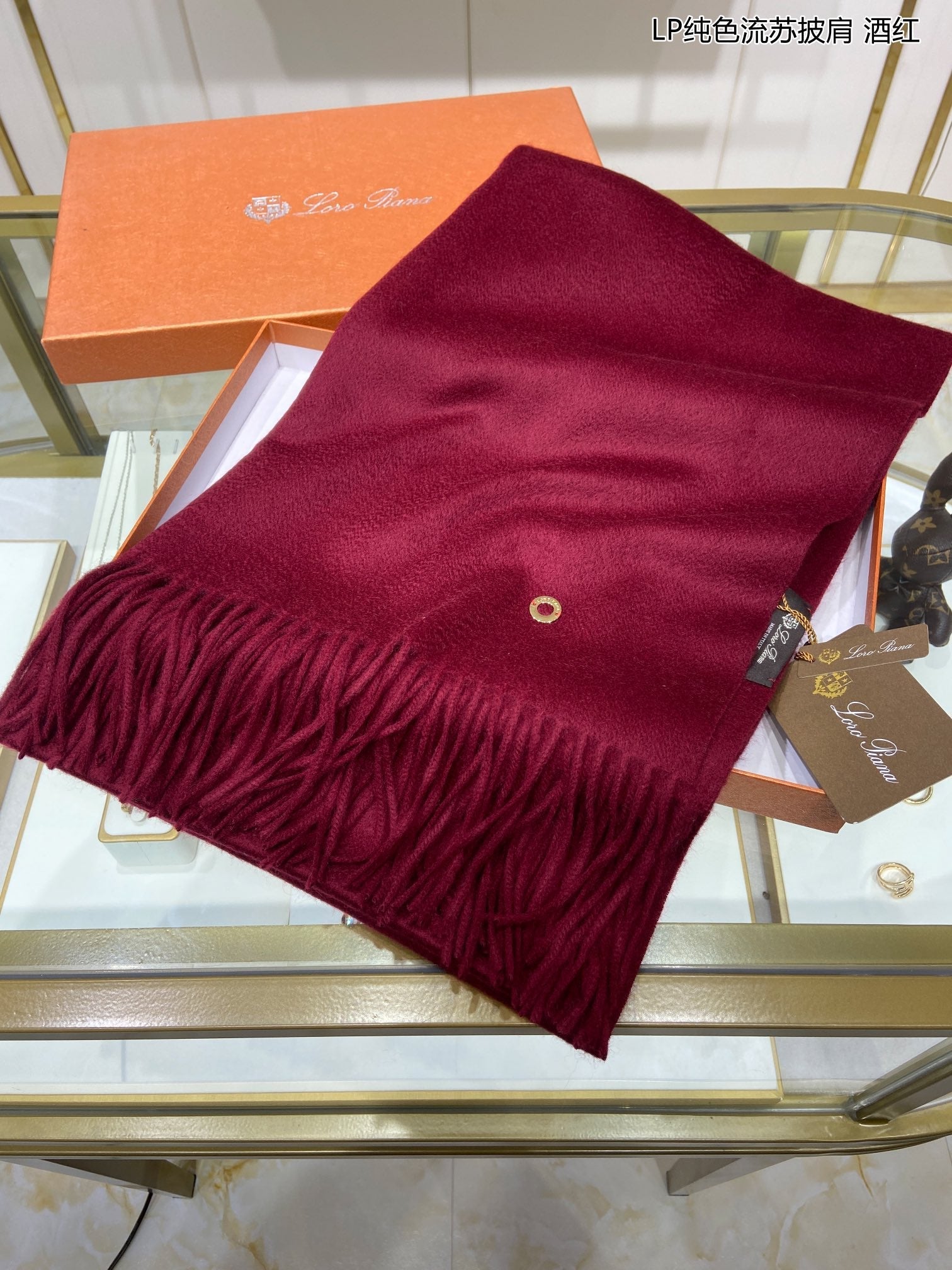 LP Grande Unita Scarf 200 CM In Burgundy Cashmere 645525