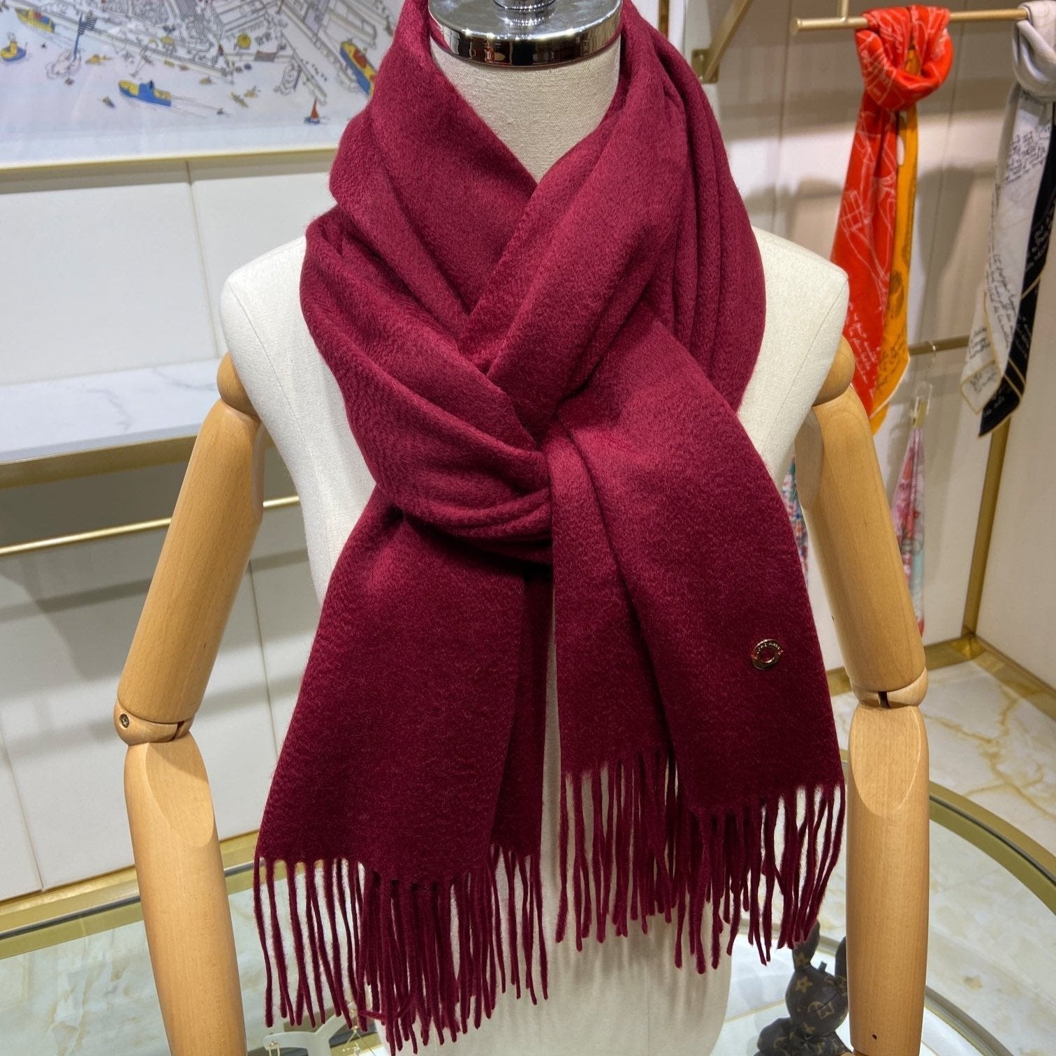 LP Grande Unita Scarf 200 CM In Burgundy Cashmere 645525