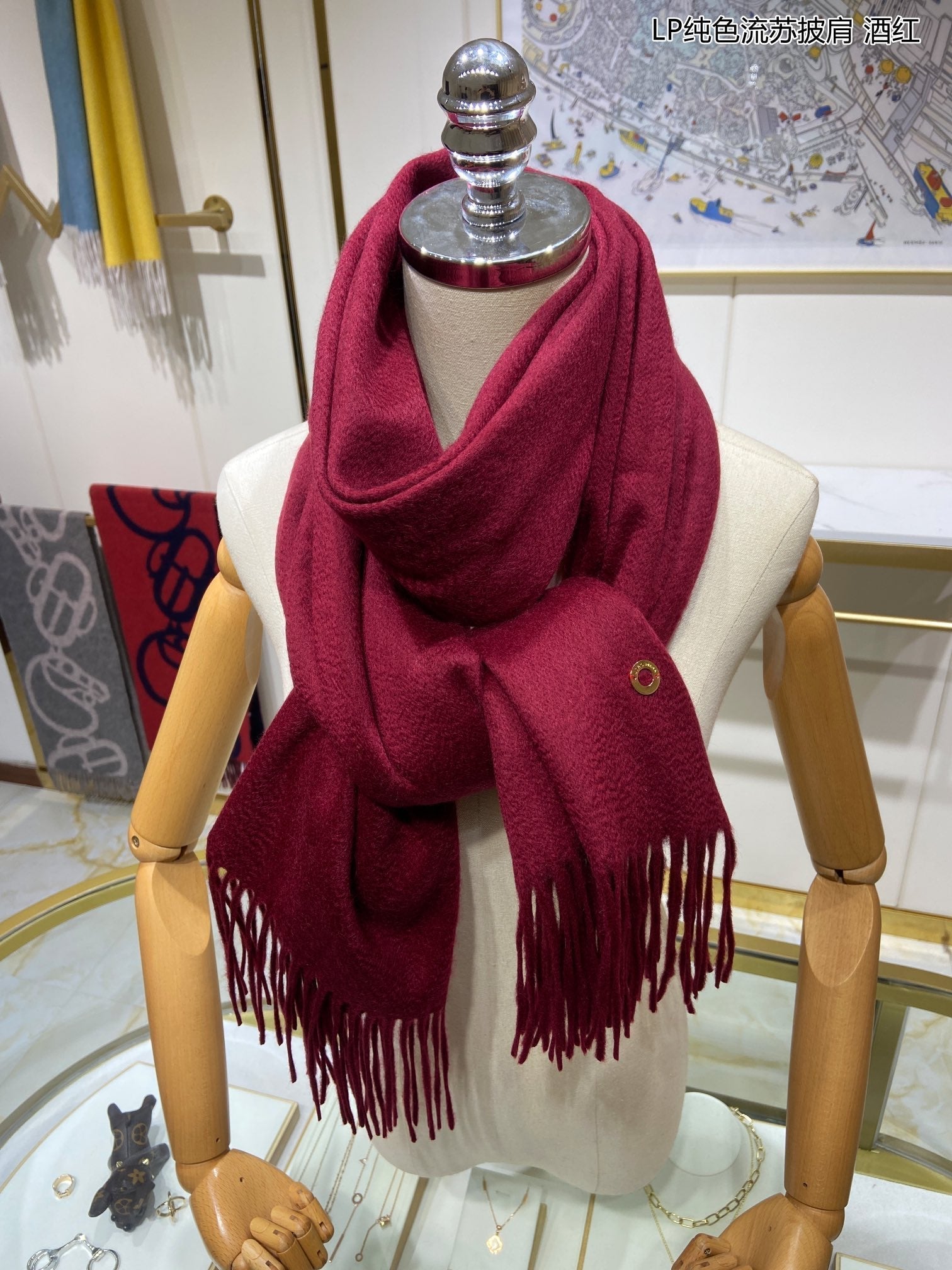 LP Grande Unita Scarf 200 CM In Burgundy Cashmere 645525