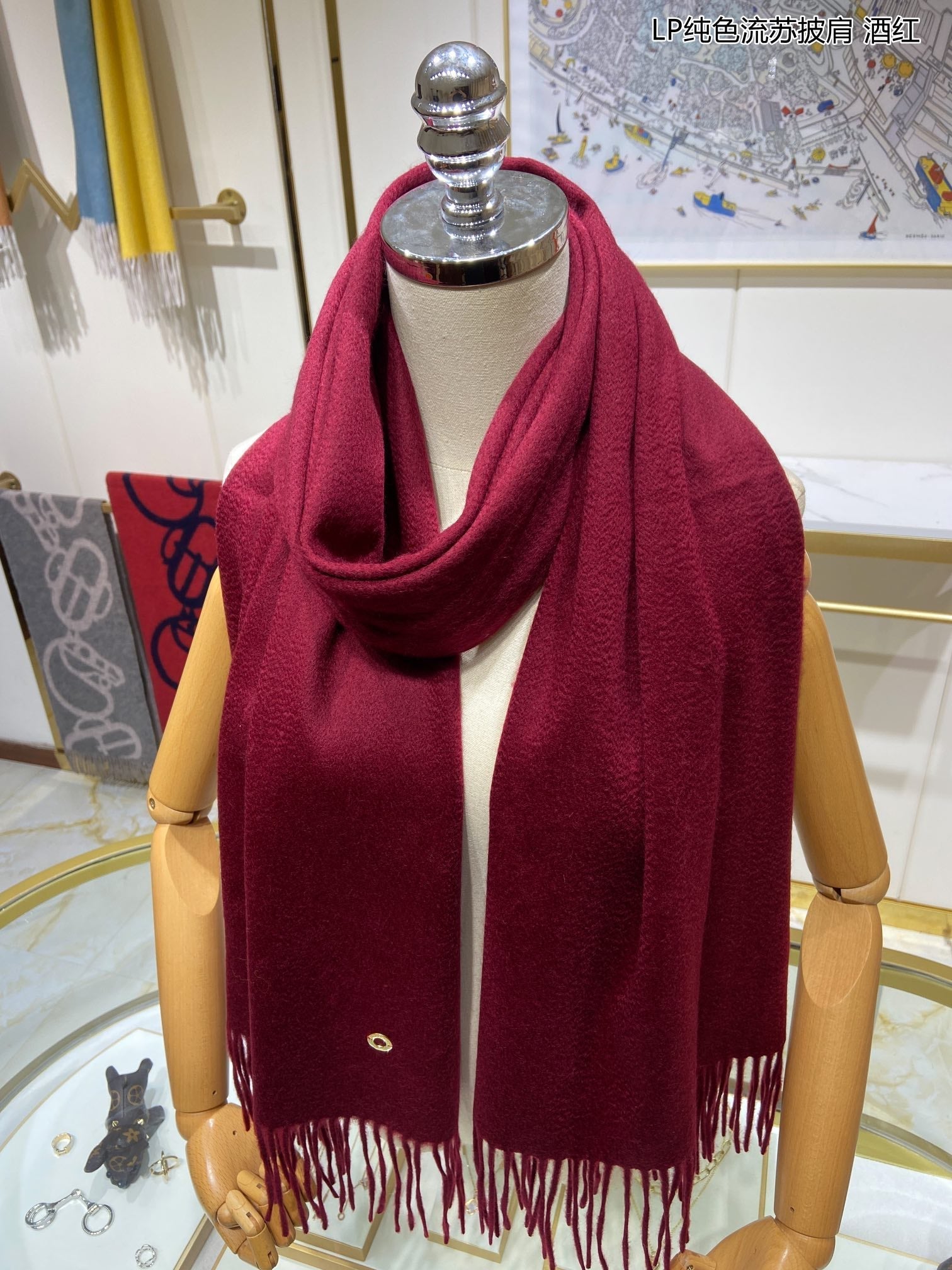 LP Grande Unita Scarf 200 CM In Burgundy Cashmere 645525