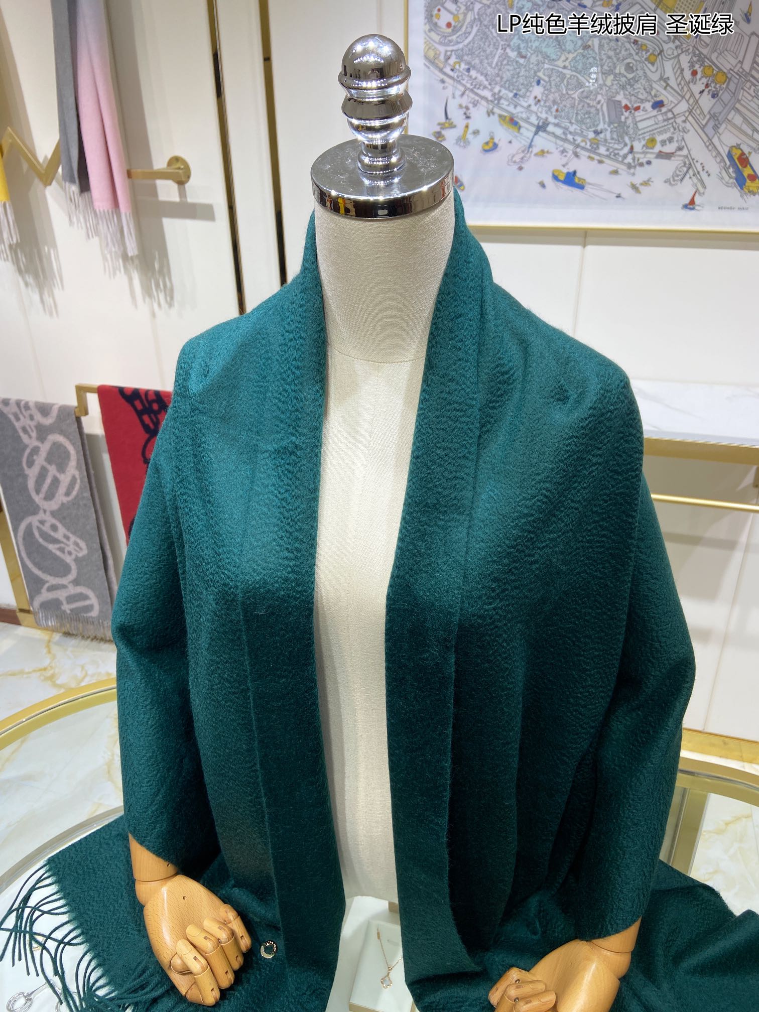 LP Grande Unita Scarf 200 CM In Teal Blue Cashmere 645517