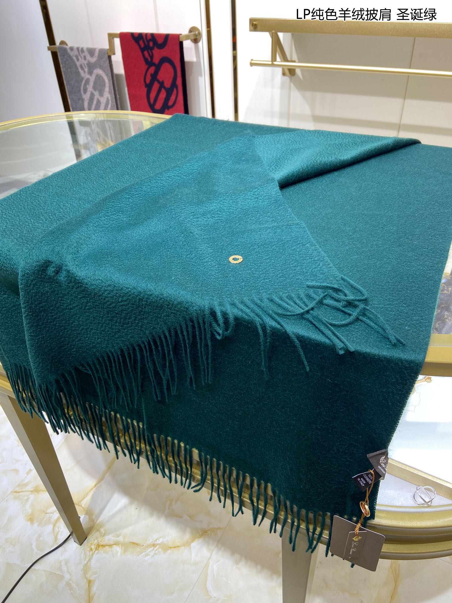 LP Grande Unita Scarf 200 CM In Teal Blue Cashmere 645517