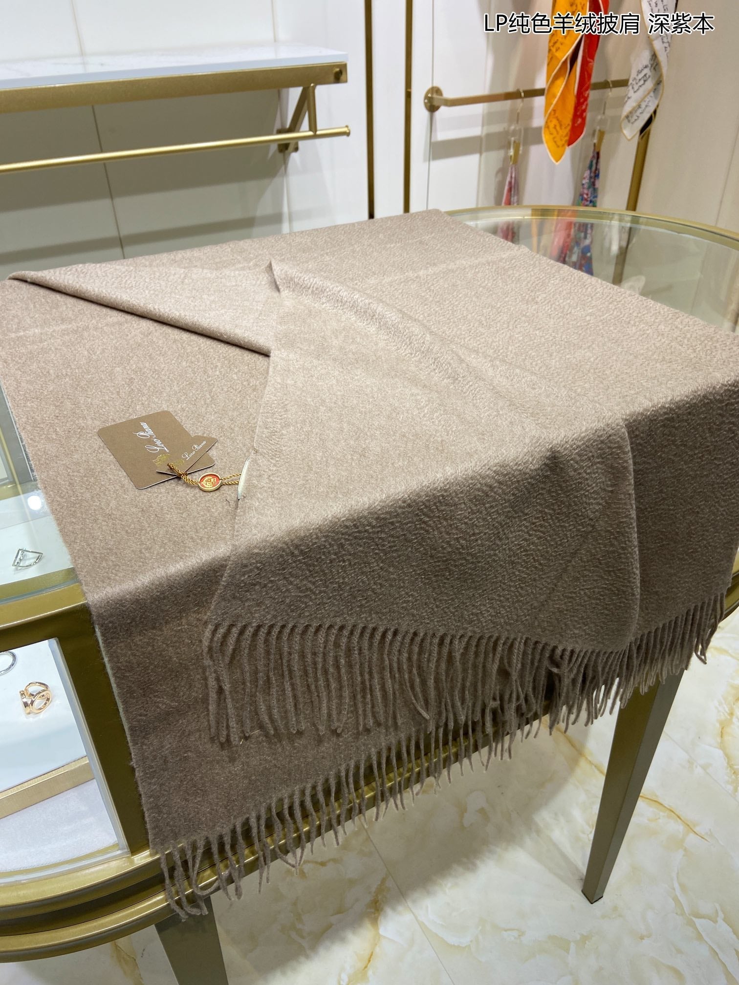 LP Grande Unita Scarf 200 CM In Grey Brown Cashmere 645519