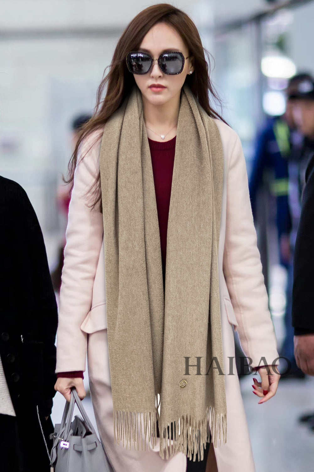 LP Grande Unita Scarf 200 CM In Grey Brown Cashmere 645519
