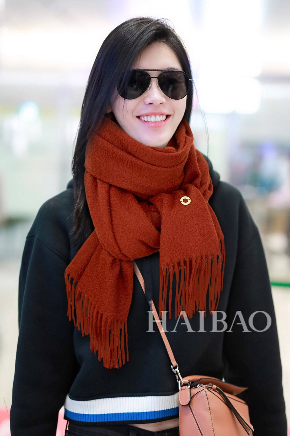 LP Grande Unita Scarf 200 CM In Gac Red Cashmere 645518