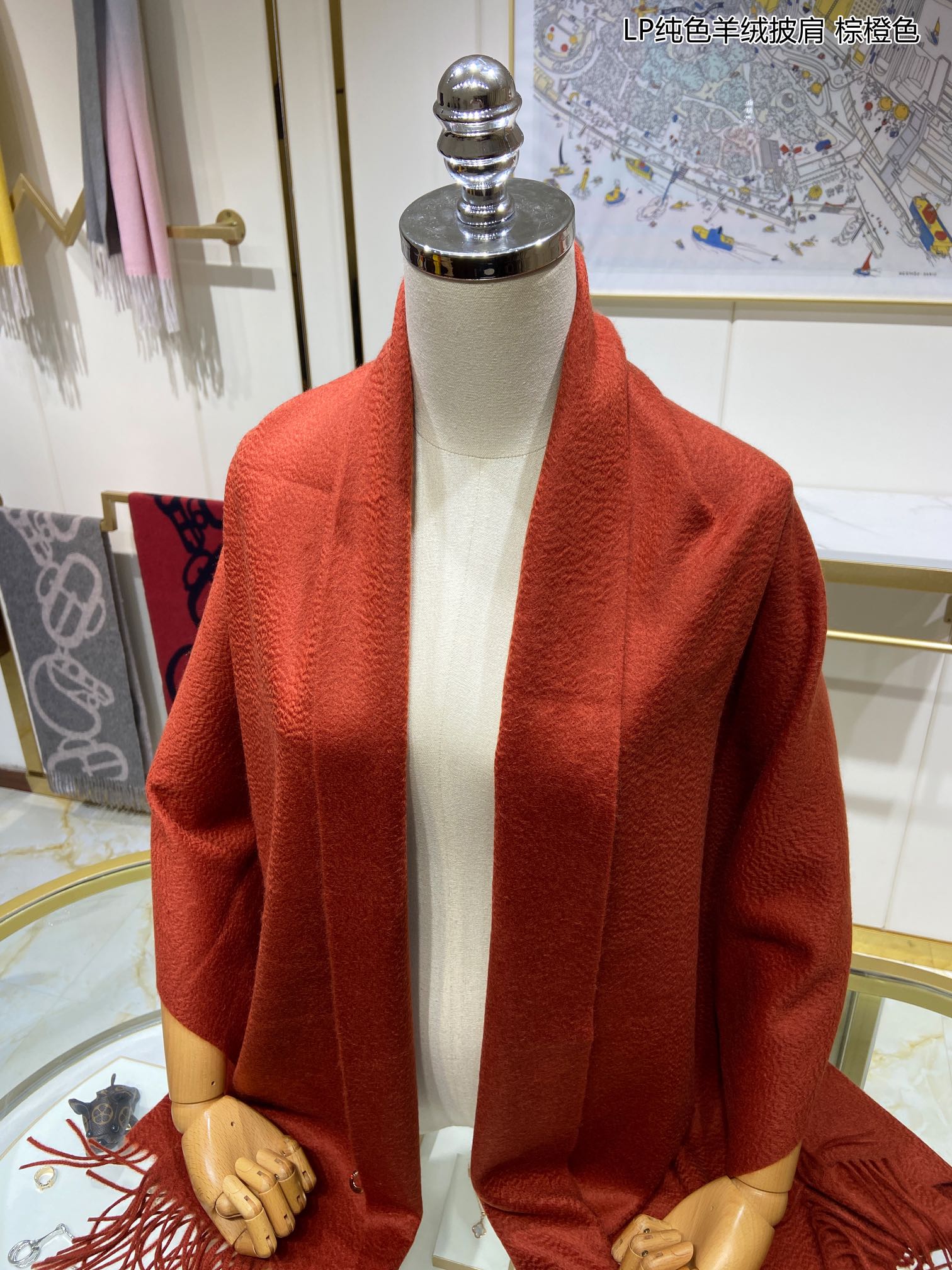 LP Grande Unita Scarf 200 CM In Gac Red Cashmere 645518