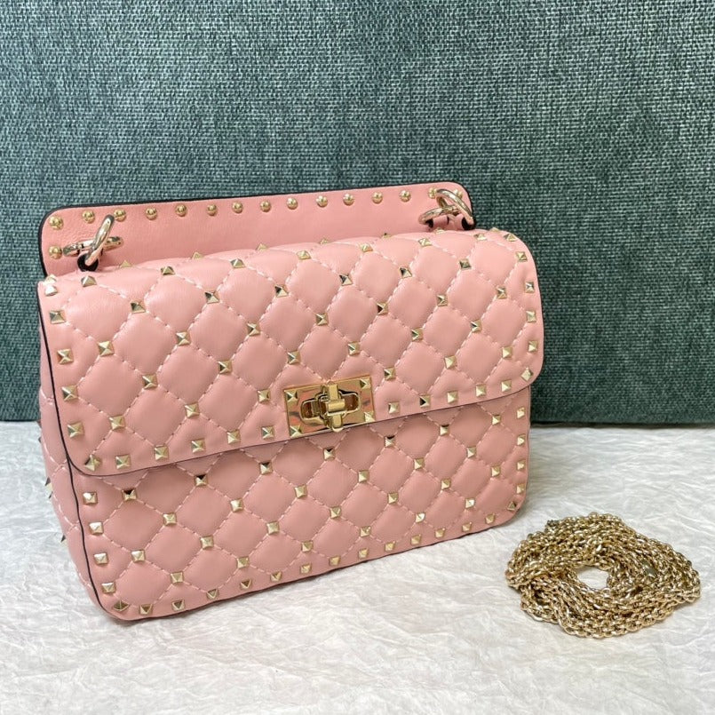 garavani rockstud spike medium 24cm light pink lambskin