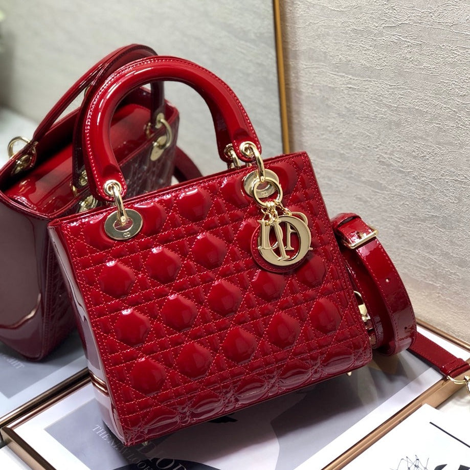 medium lady 24 patent calfskin