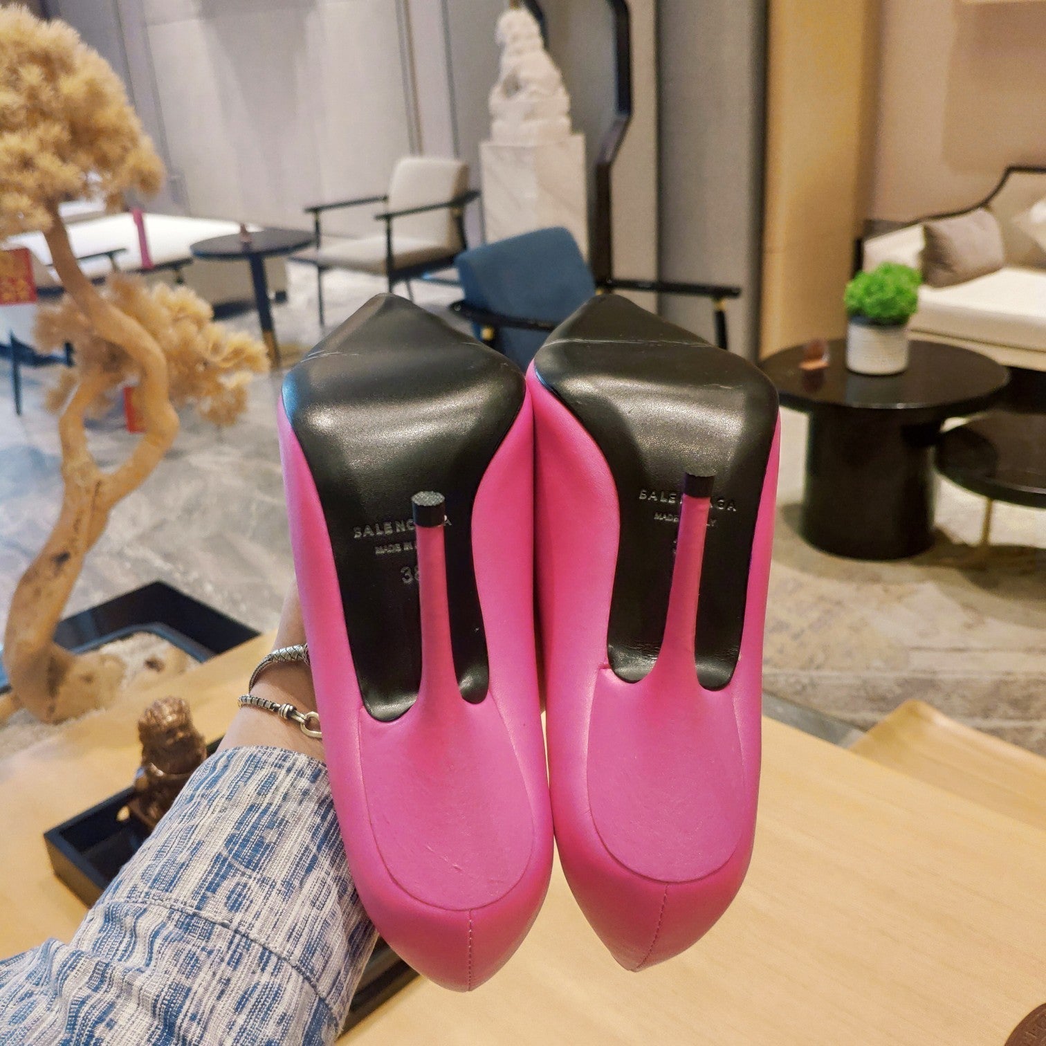 Balenciaga 26s High Heel Pump 105 Pink Cowhide 681172