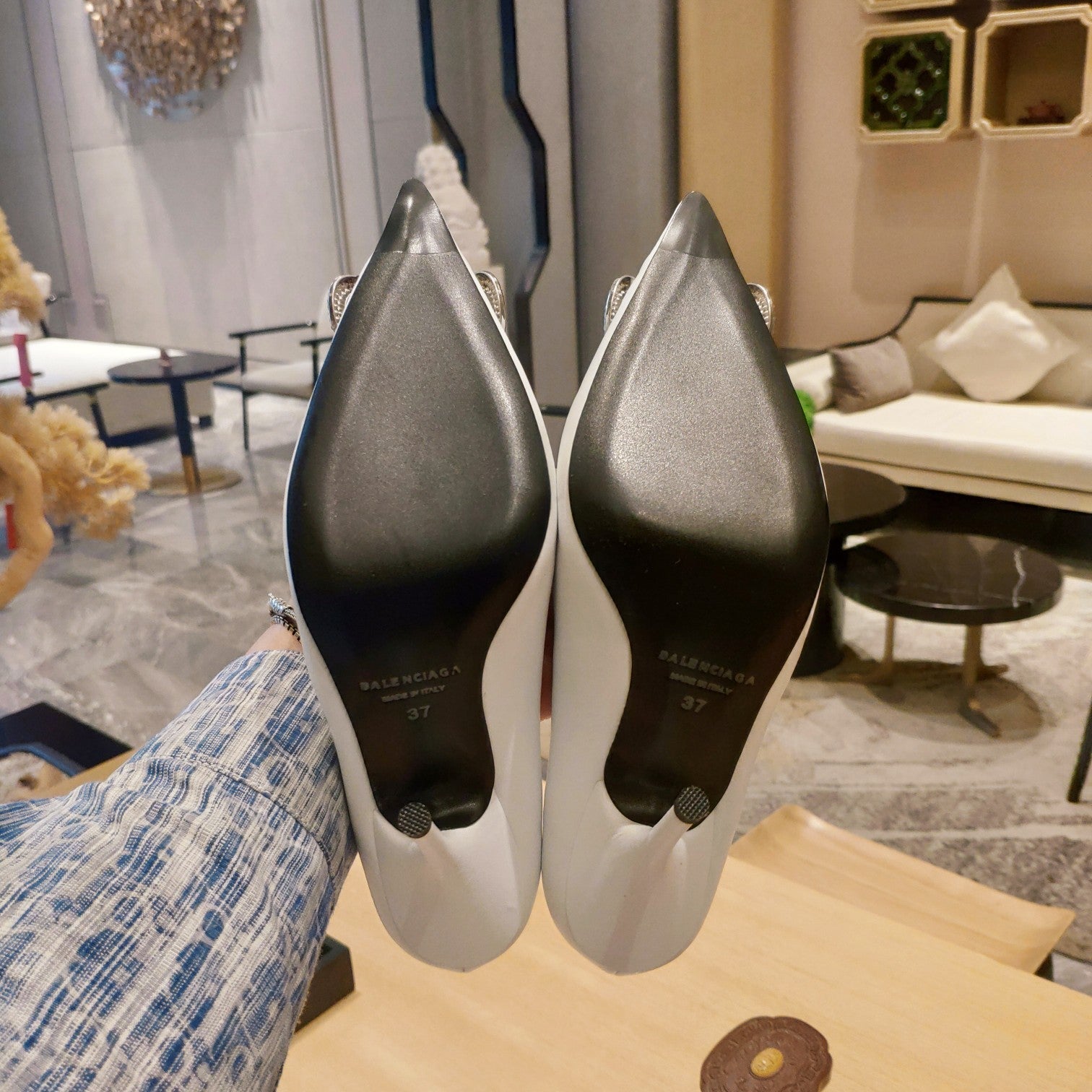 Balenciaga 26s High Heel Pump 105 White Cowhide 681173