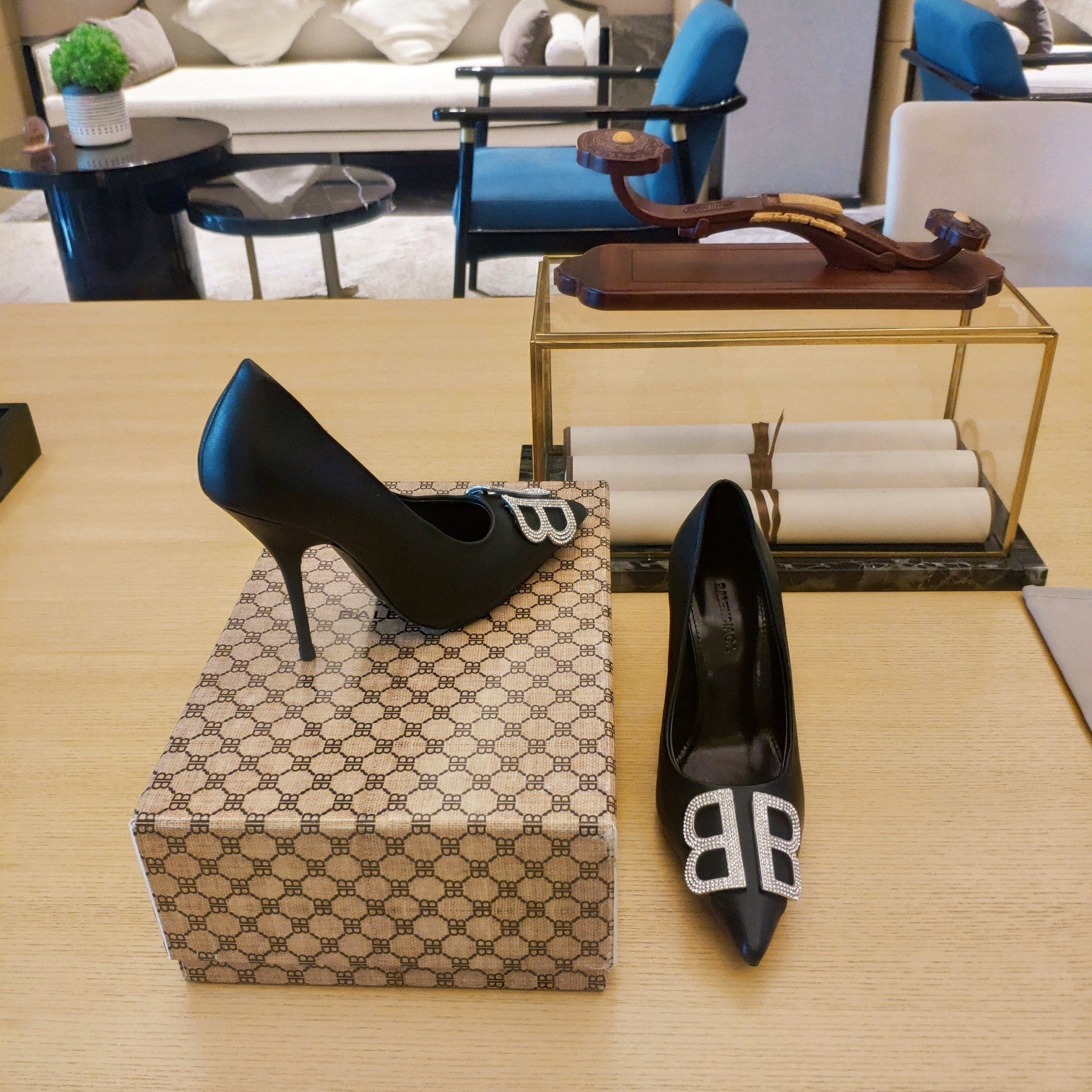 Balenciaga 26s High Heel Pump 105 Black Cowhide 681174
