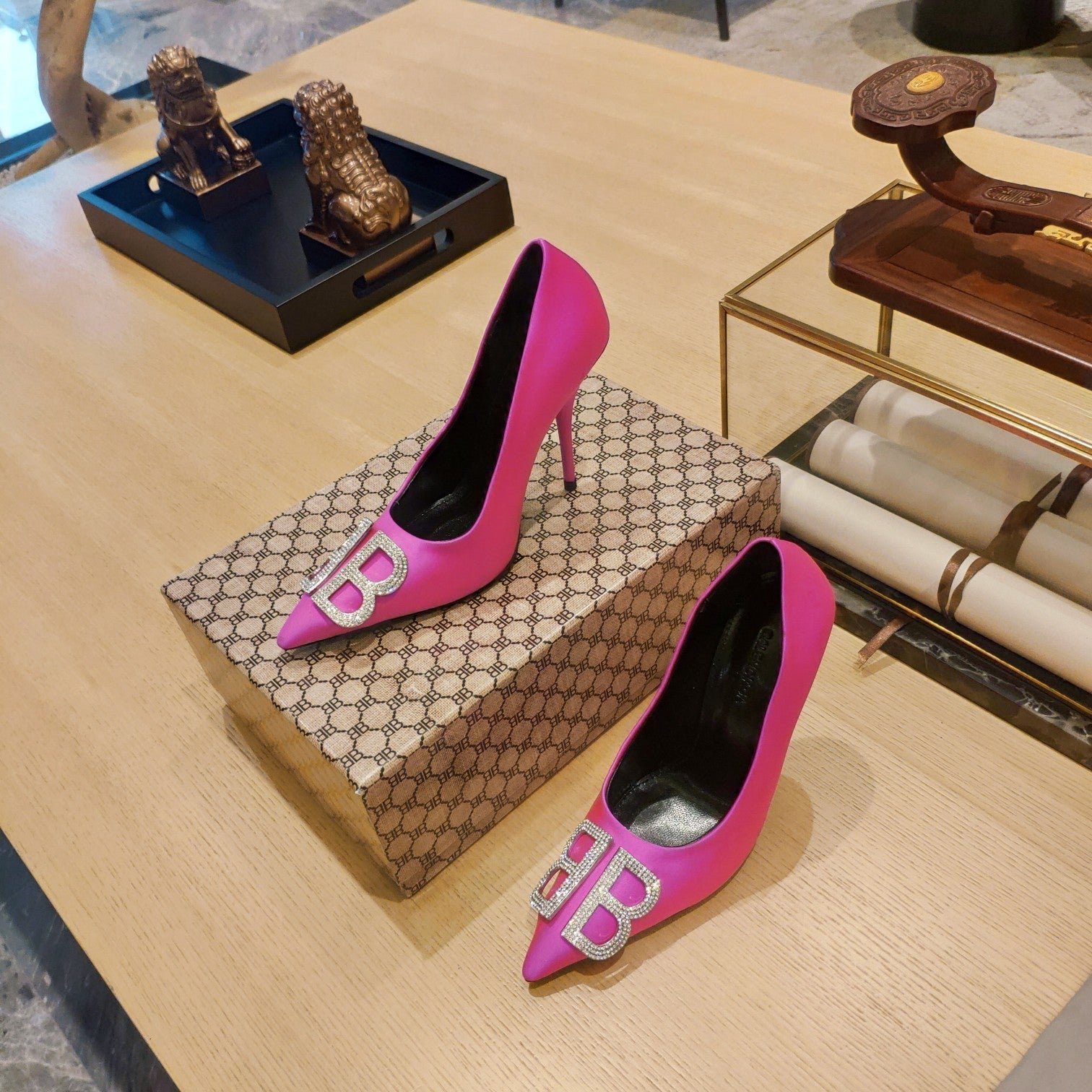 Balenciaga 26s High Heel Pump 105 Pink Silk Satin 681175