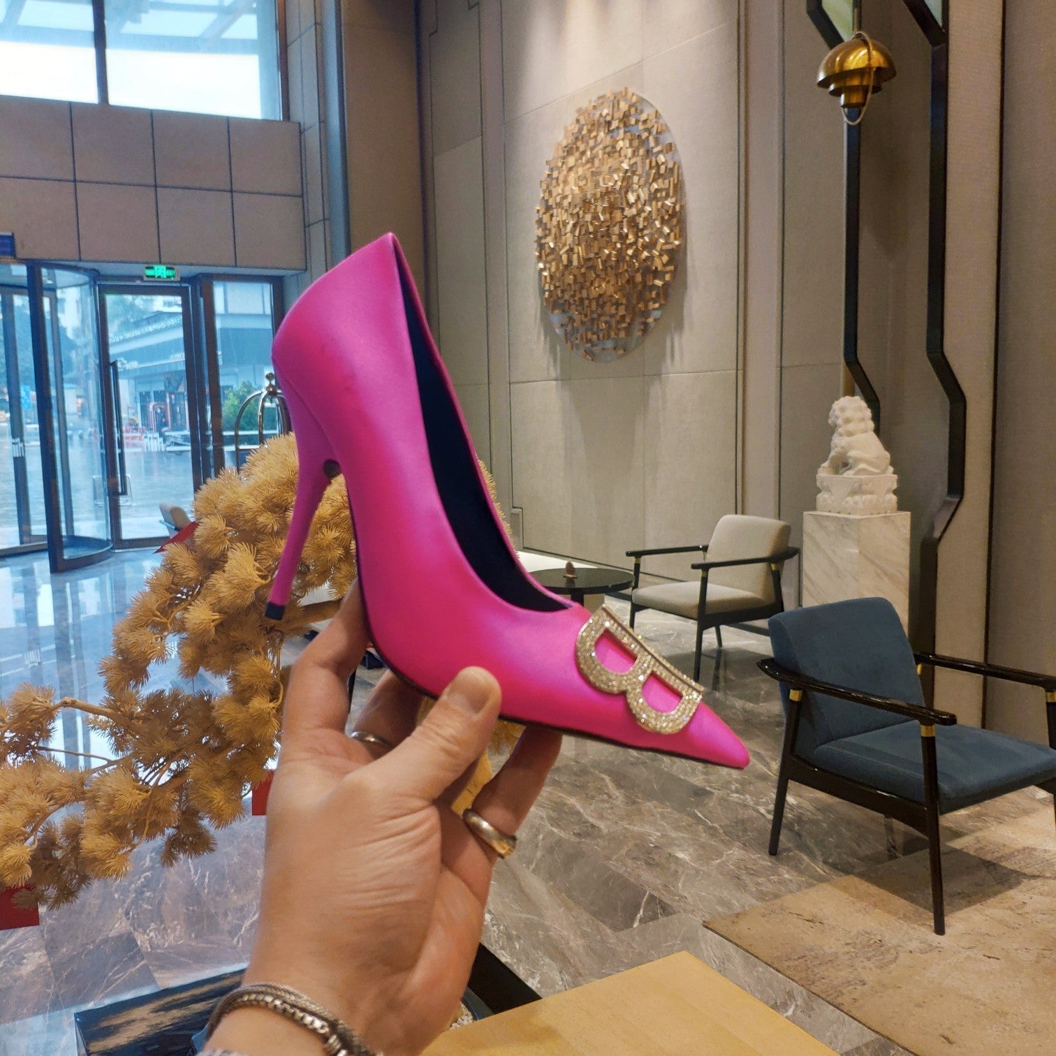 Balenciaga 26s High Heel Pump 105 Pink Silk Satin 681175