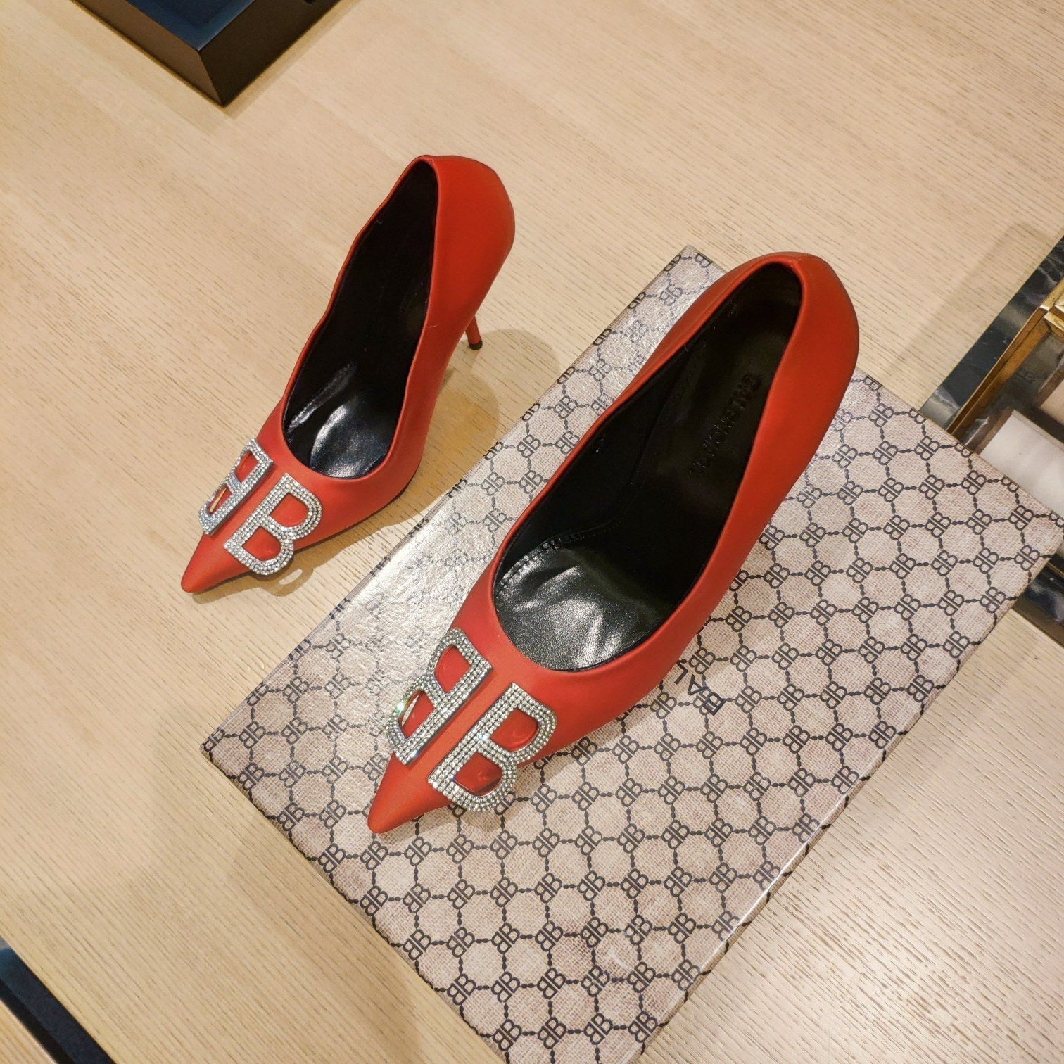 Balenciaga 26s High Heel Pump 105 Orange Red Silk Satin 681176
